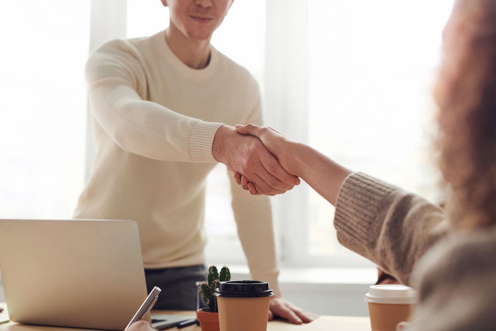 Technology consultant meeting with a business client